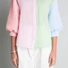 ENGLISH FACTORY Matching Sets | Shirts & Blouses*- Seersucker Striped Colorblock Shirt MULTI