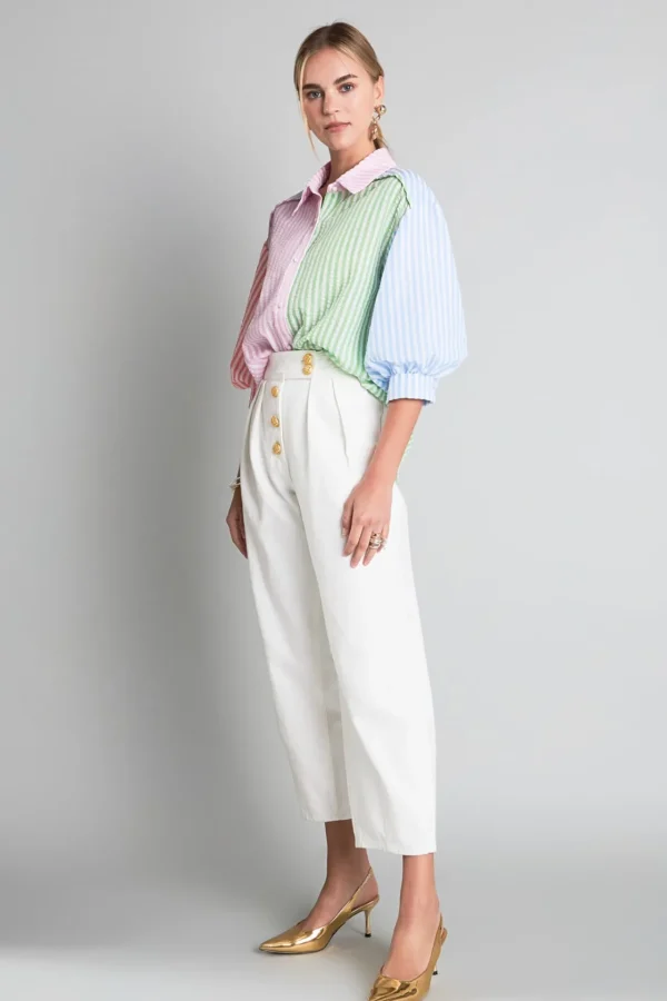 ENGLISH FACTORY Matching Sets | Shirts & Blouses*- Seersucker Striped Colorblock Shirt MULTI