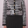 ENGLISH FACTORY Sweaters & Knits | Tops*- Sequin Striped Knit Cardigan BLACK/IVORY