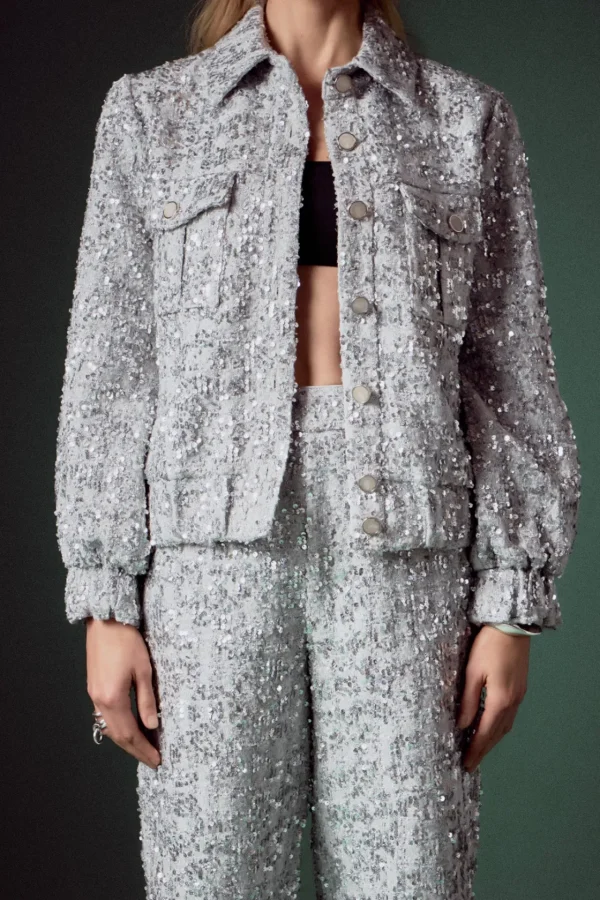 ENGLISH FACTORY Matching Sets | Jackets & Coats*- Sequin Tweed Jacket SILVER