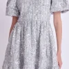 ENGLISH FACTORY Tweed Dresses | Tops*- Sequin Tweed Tiered Mini Dress SILVER