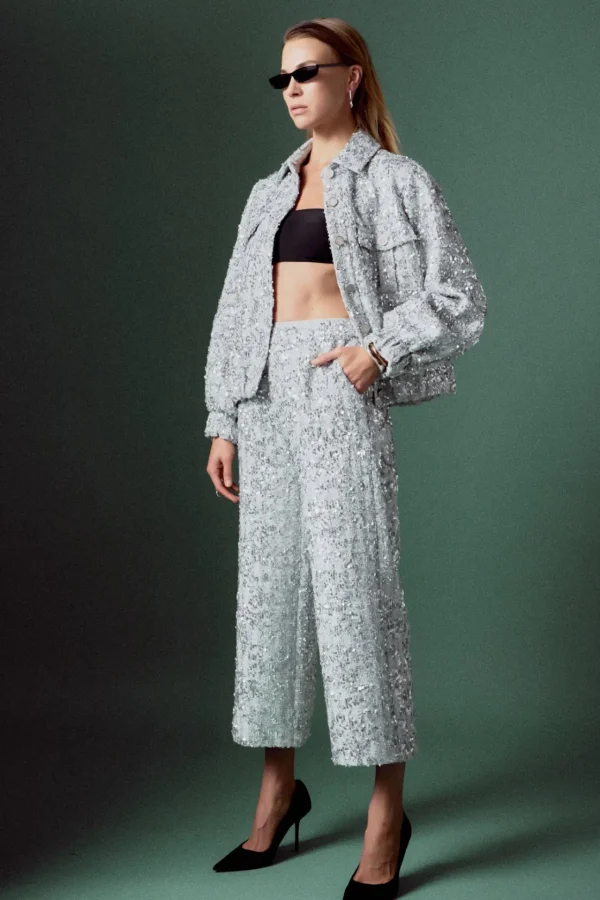 ENGLISH FACTORY Matching Sets | Jackets & Coats*- Sequin Tweed Jacket SILVER