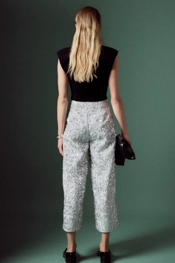 ENGLISH FACTORY Matching Sets | Pants*- Sequin Tweed Culotte Pants SILVER