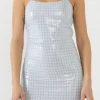ENGLISH FACTORY Tops*- Sequins Plaid Bodycon Mini Dress POWDERBLUE