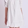 ENGLISH FACTORY White Dresses | Tops*- Shirred Puff Sleeve Mini Dress WHITE