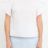 ENGLISH FACTORY Tops*- Shirring Detail Sleeve Top WHITE