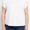 ENGLISH FACTORY Tops*- Shirring Sleeve Knit Top WHITE