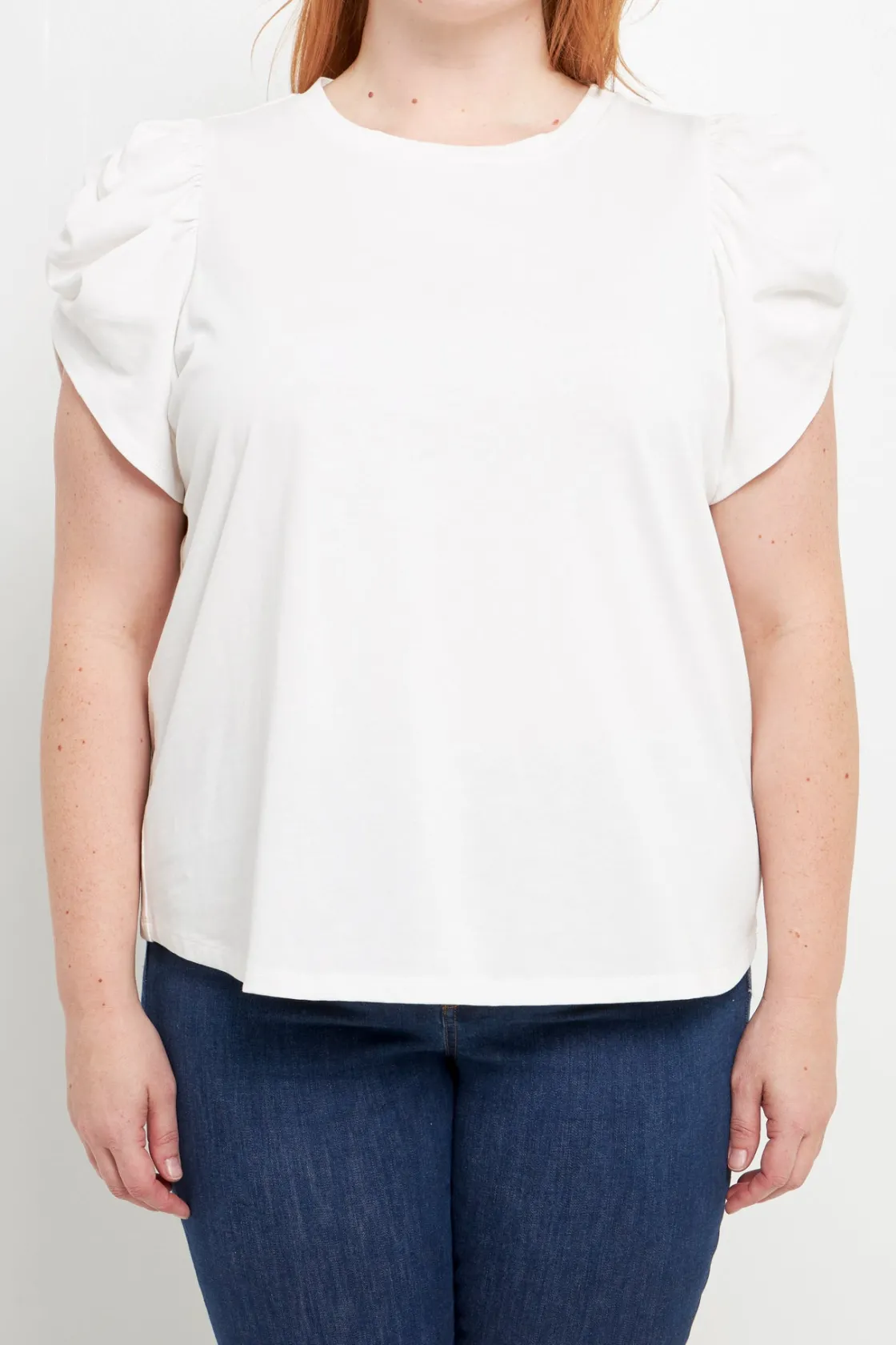 english_factory__shirring_0-2.webp ENGLISH FACTORY Tops*- Shirring Sleeve Knit Top WHITE
