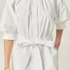 ENGLISH FACTORY White Dresses | Puff Sleeve*- Shirringed Short Sleeves Shirt Dress WHITE