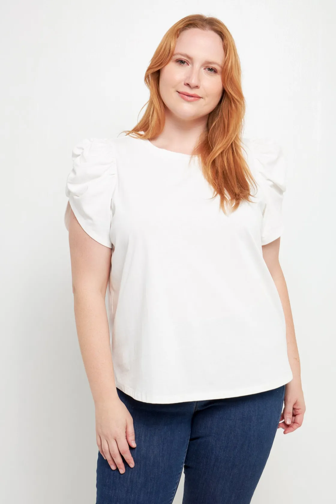 english_factory__shirring_3-2.webp ENGLISH FACTORY Tops*- Shirring Sleeve Knit Top WHITE