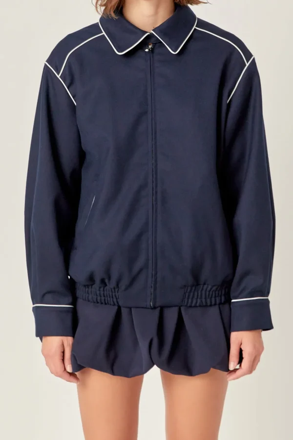 ENGLISH FACTORY Matching Sets | Jackets & Coats*- Shirt Collared Jacket NAVY