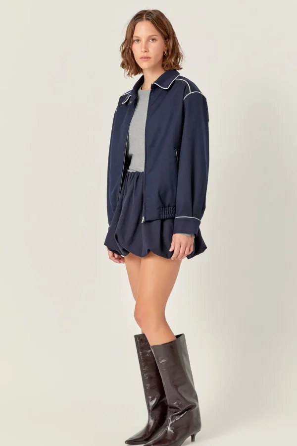 ENGLISH FACTORY Matching Sets | Jackets & Coats*- Shirt Collared Jacket NAVY