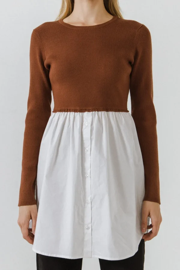 ENGLISH FACTORY Sweaters & Knits*- Shirt Detail Knit Top