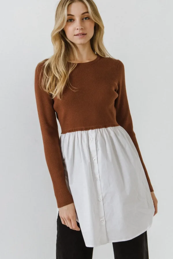 ENGLISH FACTORY Sweaters & Knits*- Shirt Detail Knit Top