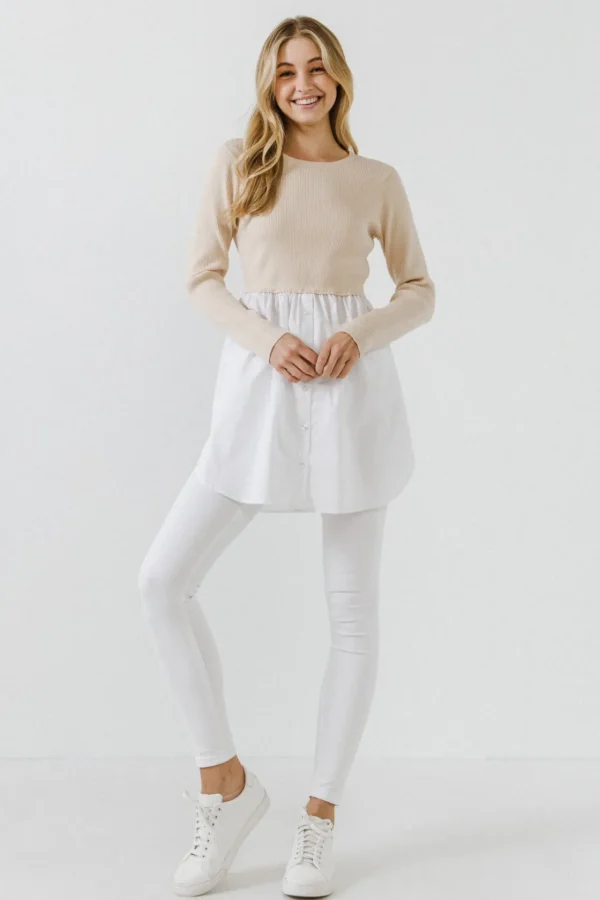 ENGLISH FACTORY Sweaters & Knits*- Shirt Detail Knit Top