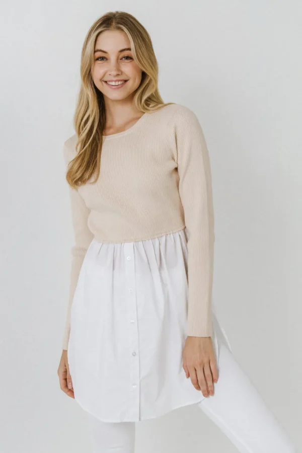 ENGLISH FACTORY Sweaters & Knits*- Shirt Detail Knit Top