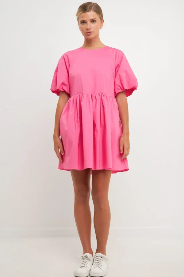 ENGLISH FACTORY White Dresses | Tops*- Short Balloon Sleeve Mini Dress