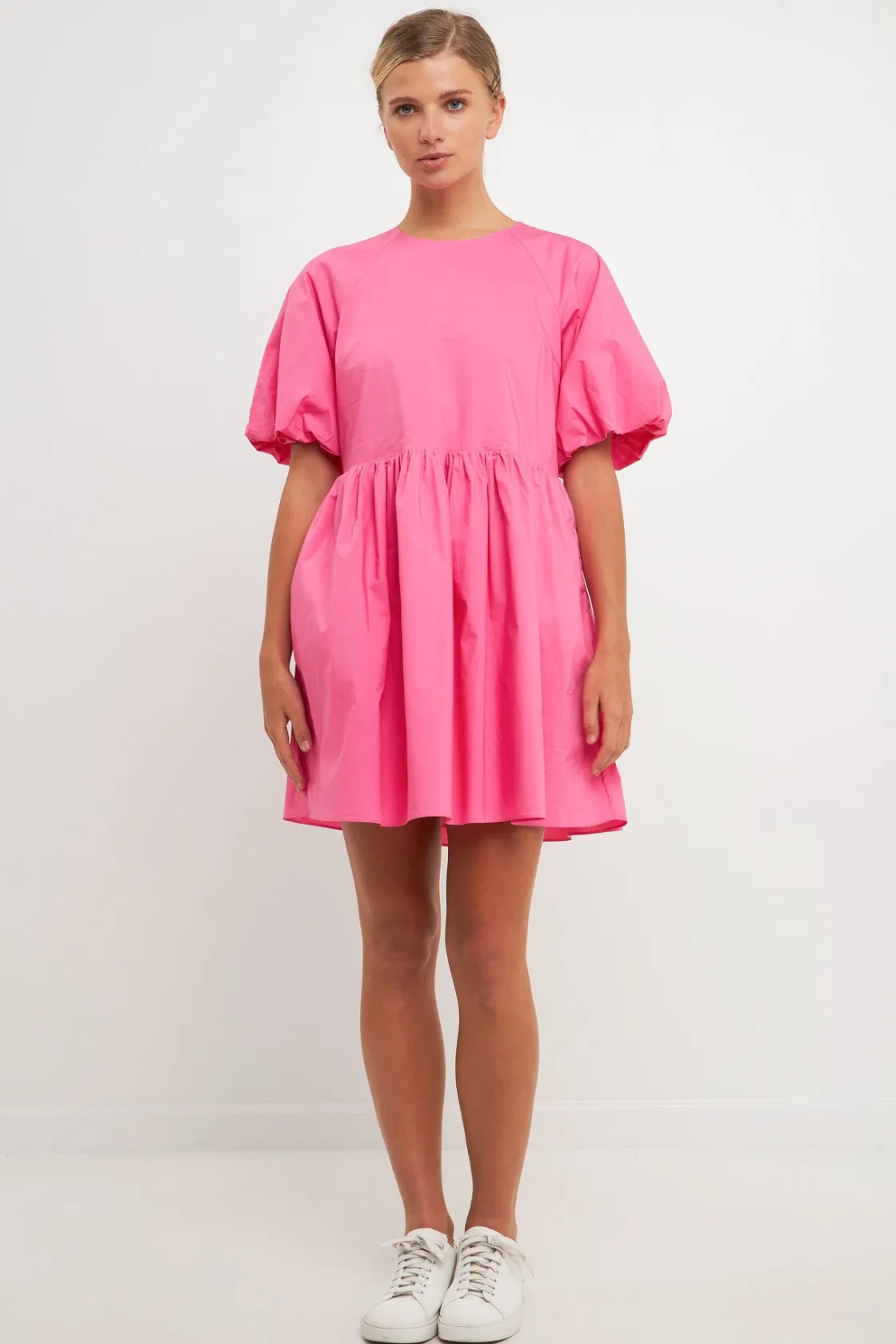 english_factory__short_ba_14.webp ENGLISH FACTORY White Dresses | Tops*- Short Balloon Sleeve Mini Dress