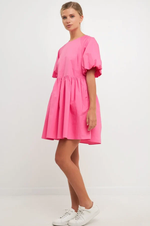ENGLISH FACTORY White Dresses | Tops*- Short Balloon Sleeve Mini Dress