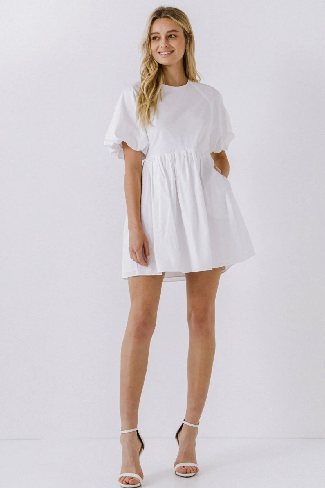 english_factory__short_ba_4.webp ENGLISH FACTORY White Dresses | Tops*- Short Balloon Sleeve Mini Dress