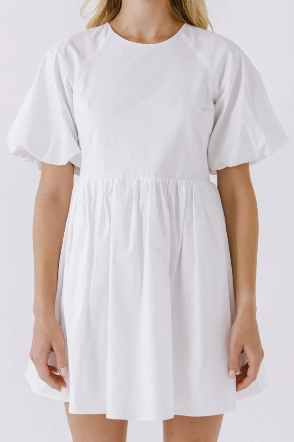 ENGLISH FACTORY White Dresses | Tops*- Short Balloon Sleeve Mini Dress