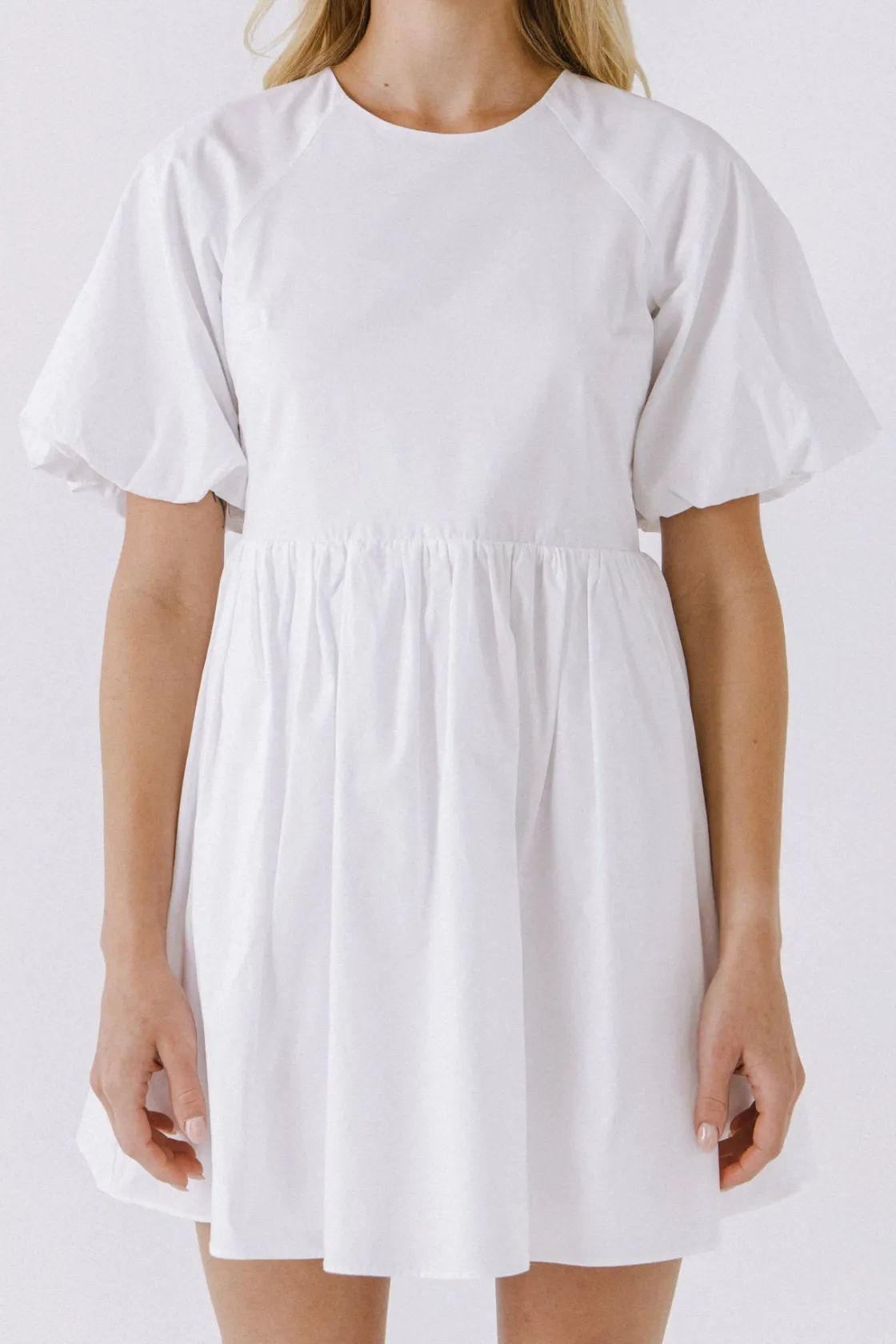 english_factory__short_ba_5.webp ENGLISH FACTORY White Dresses | Tops*- Short Balloon Sleeve Mini Dress