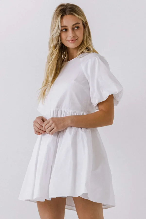 ENGLISH FACTORY White Dresses | Tops*- Short Balloon Sleeve Mini Dress