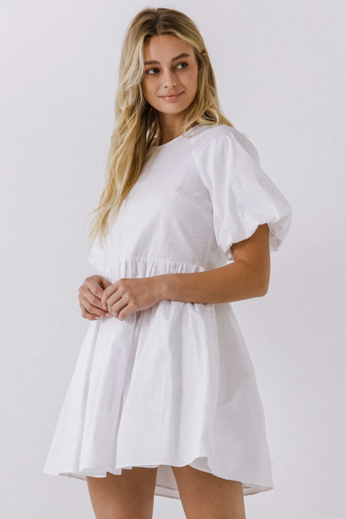 english_factory__short_ba_6.webp ENGLISH FACTORY White Dresses | Tops*- Short Balloon Sleeve Mini Dress