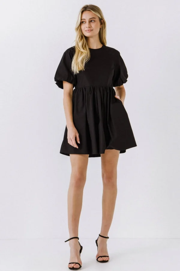 ENGLISH FACTORY White Dresses | Tops*- Short Balloon Sleeve Mini Dress