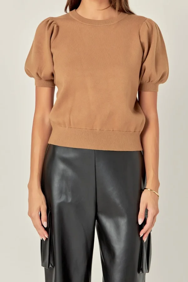 ENGLISH FACTORY Sweaters & Knits*- Short Puff Sleeve Knit Top