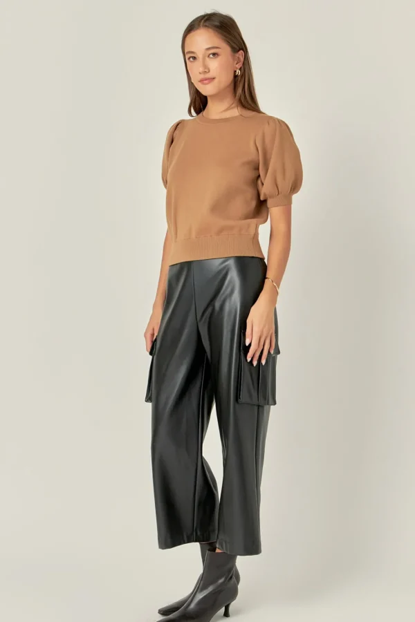 ENGLISH FACTORY Sweaters & Knits*- Short Puff Sleeve Knit Top