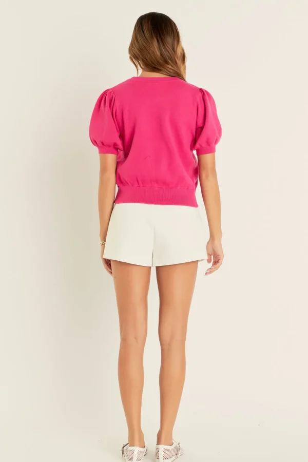 ENGLISH FACTORY Sweaters & Knits*- Short Puff Sleeve Knit Top