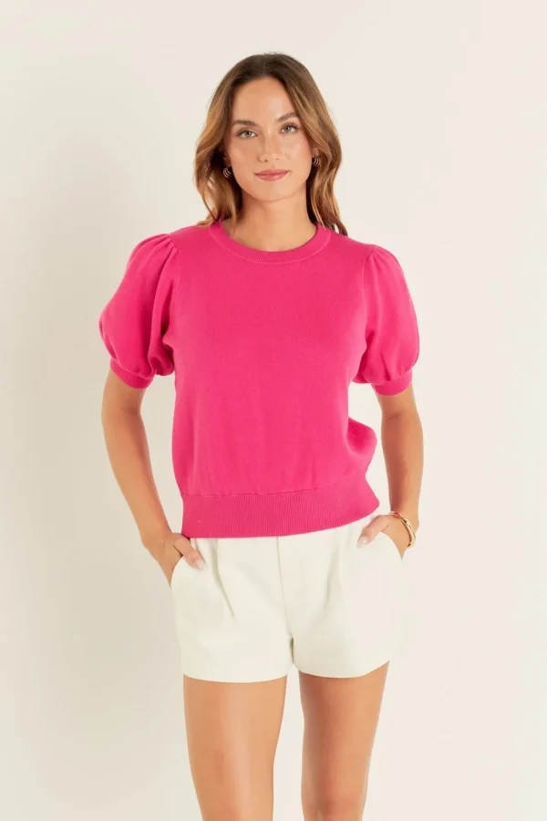 ENGLISH FACTORY Sweaters & Knits*- Short Puff Sleeve Knit Top