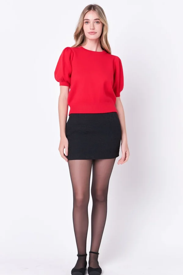 ENGLISH FACTORY Sweaters & Knits*- Short Puff Sleeve Knit Top