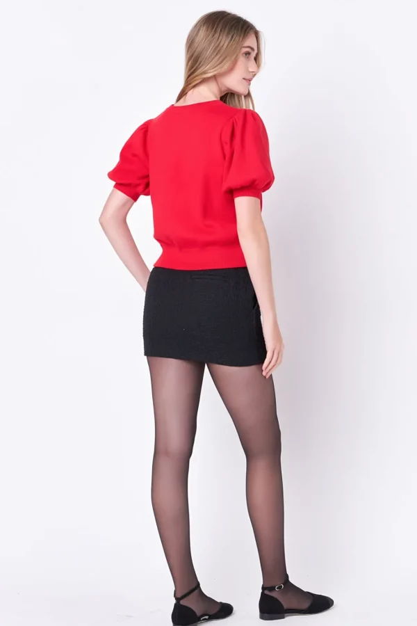ENGLISH FACTORY Sweaters & Knits*- Short Puff Sleeve Knit Top