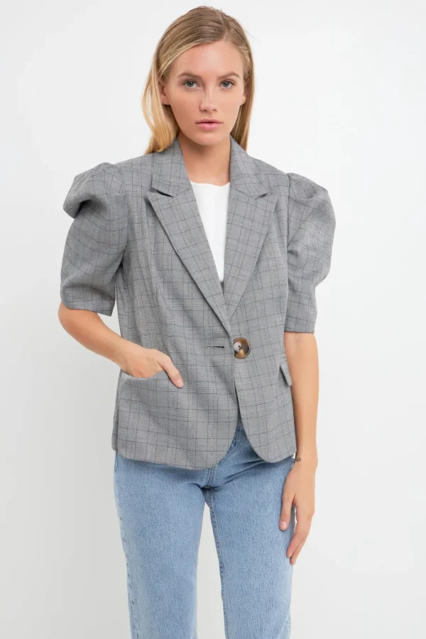 ENGLISH FACTORY Jackets & Coats | Tops*- Short Puff Sleeve Jacket