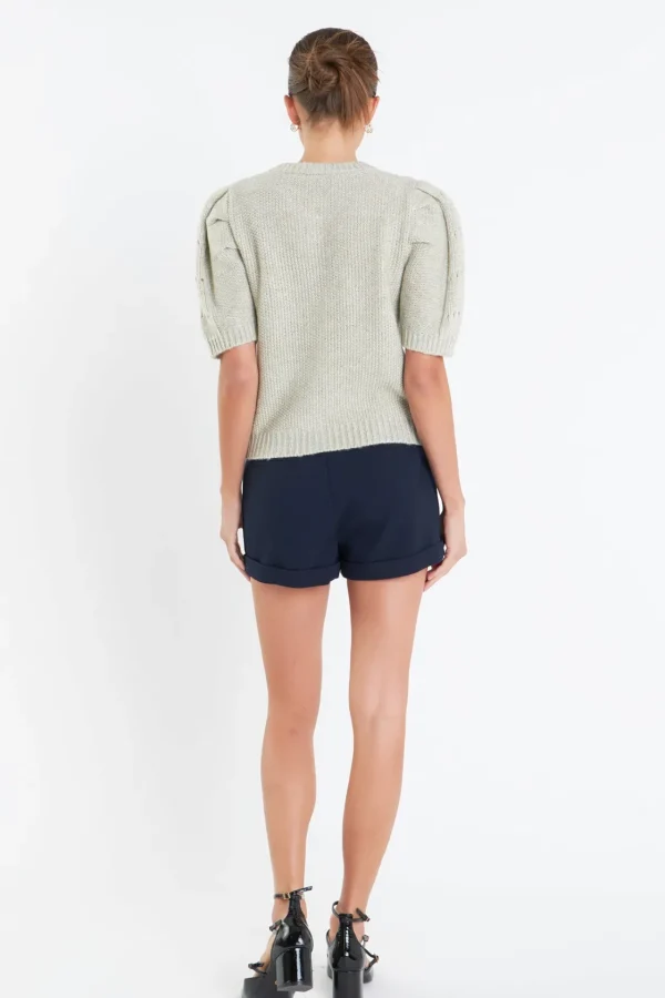 ENGLISH FACTORY Sweaters & Knits | Tops*- Short Puff Sleeve Knit Cardigan