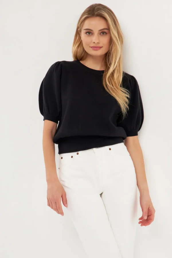 ENGLISH FACTORY Sweaters & Knits*- Short Puff Sleeve Knit Top