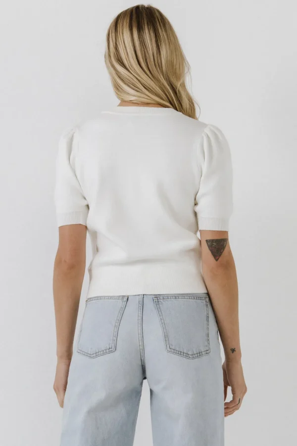 ENGLISH FACTORY Sweaters & Knits*- Short Puff Sleeve Knit Top