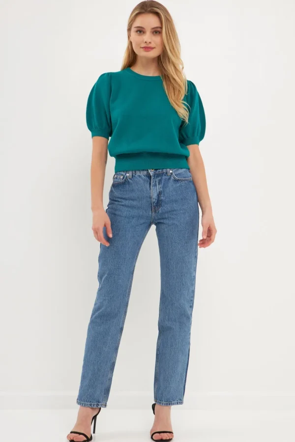 ENGLISH FACTORY Sweaters & Knits*- Short Puff Sleeve Knit Top