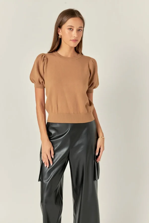ENGLISH FACTORY Sweaters & Knits*- Short Puff Sleeve Knit Top