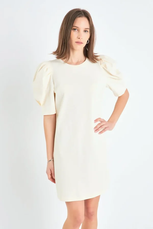 ENGLISH FACTORY Tops*- Short Puff Sleeve T Shirt Dress