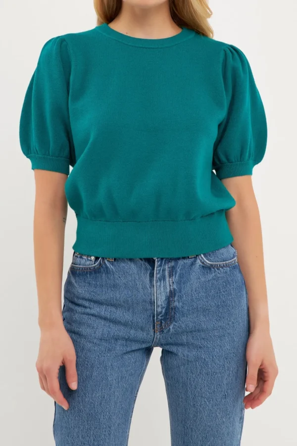 ENGLISH FACTORY Sweaters & Knits*- Short Puff Sleeve Knit Top