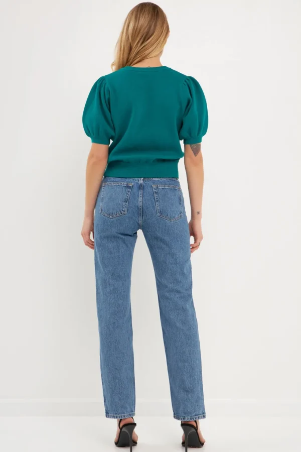 ENGLISH FACTORY Sweaters & Knits*- Short Puff Sleeve Knit Top