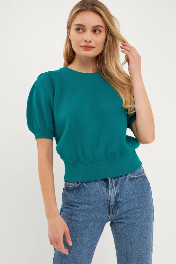 ENGLISH FACTORY Sweaters & Knits*- Short Puff Sleeve Knit Top