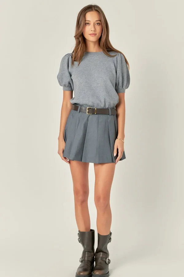 ENGLISH FACTORY Sweaters & Knits*- Short Puff Sleeve Knit Top