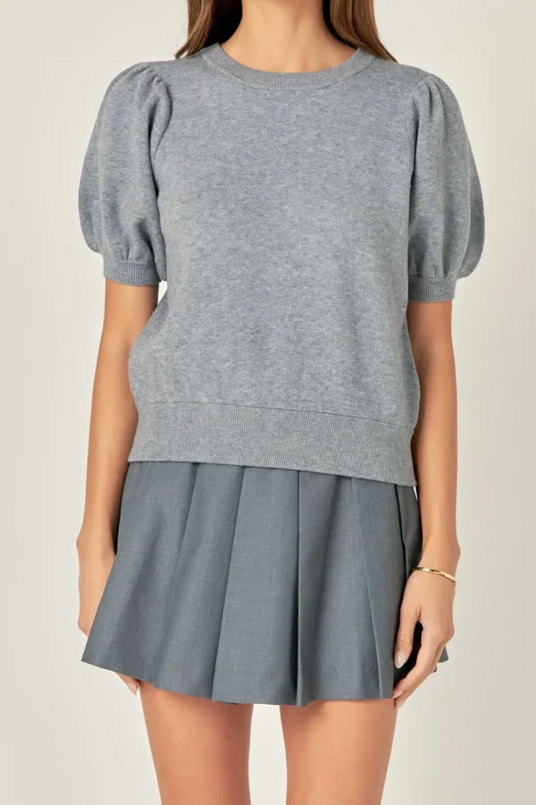 ENGLISH FACTORY Sweaters & Knits*- Short Puff Sleeve Knit Top
