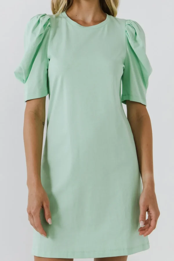ENGLISH FACTORY Tops*- Short Puff Sleeve T Shirt Dress