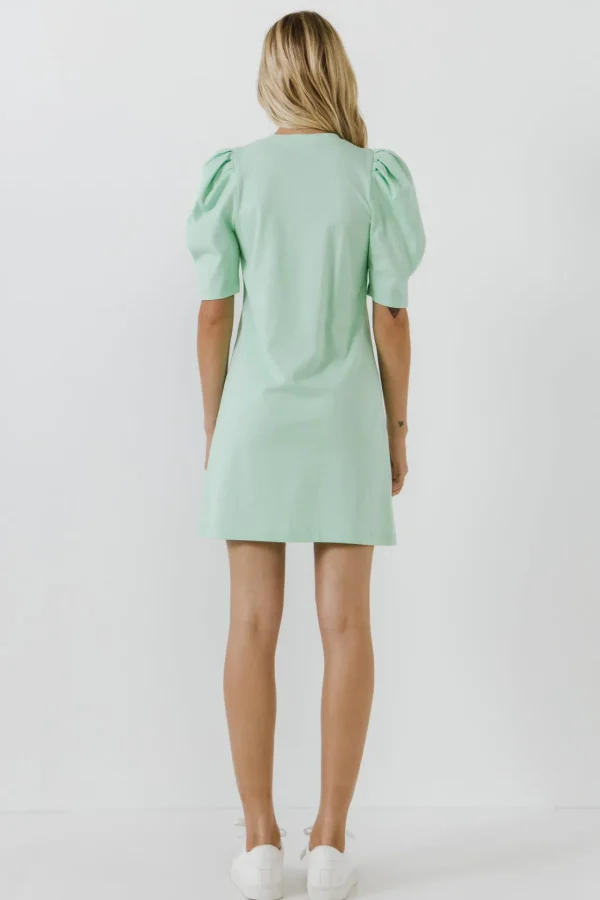 ENGLISH FACTORY Tops*- Short Puff Sleeve T Shirt Dress