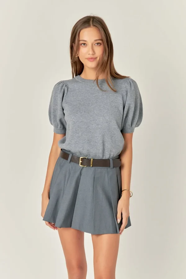ENGLISH FACTORY Sweaters & Knits*- Short Puff Sleeve Knit Top